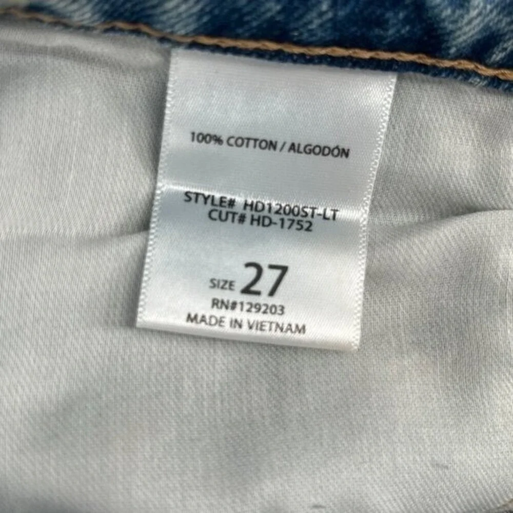 HIDDEN Los Angeles High Rise Distressed‎ Straight Leg Jeans Light Wash 27